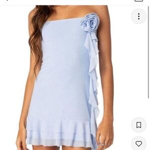 Edikted Thalia Flower Pin Ruffle Mini Dress size XS NEW WITH TAGS!